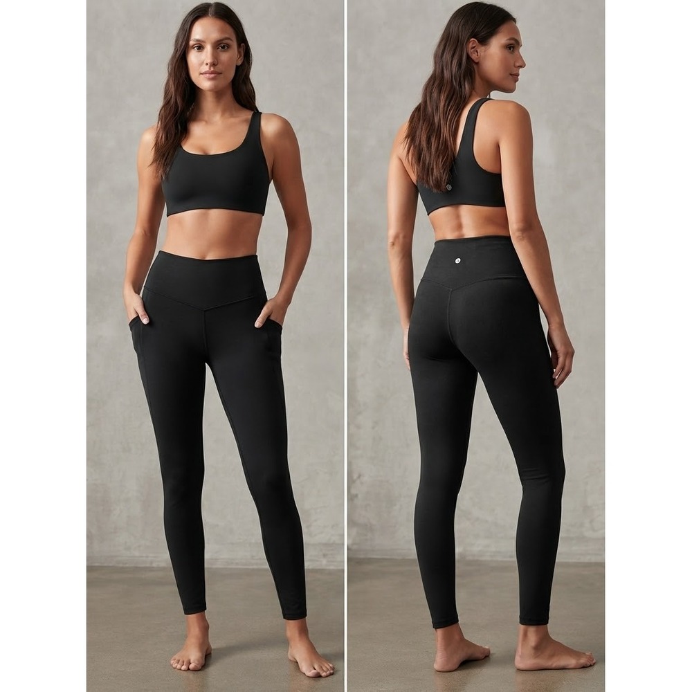 Victorias Secret Black High Waisted Leggings Lycra Adaptiv Size M Short